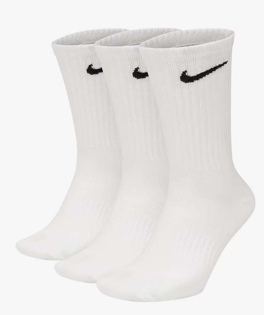 3 Crew White nike basic socks