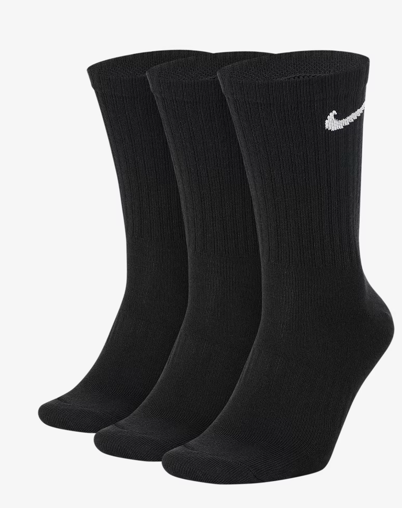 3 Crew Black nike basic socks