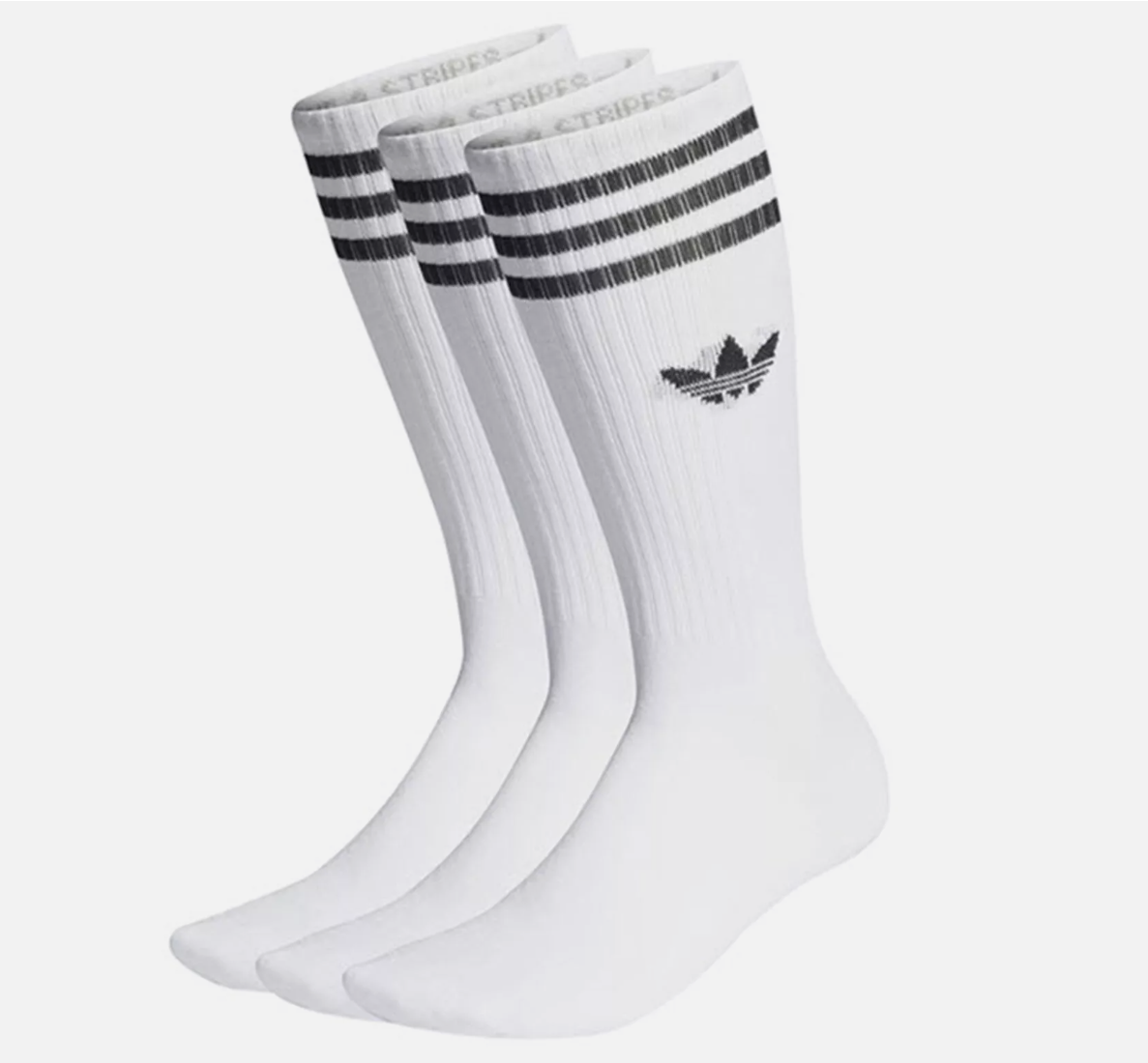 3 Crew White adidas lotus basic socks