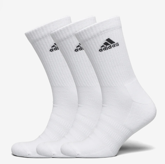 3 Crew White adidas basic socks
