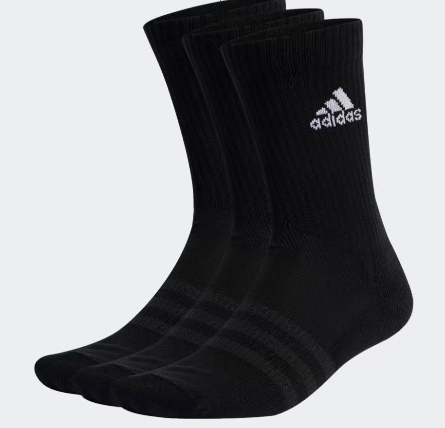 3 Crew Black adidas basic socks